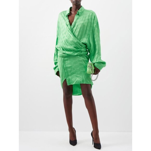 BALENCIAGA Wrap-Front BB-Jacquard Dress Size FR 34/ S - Picture 1 of 12